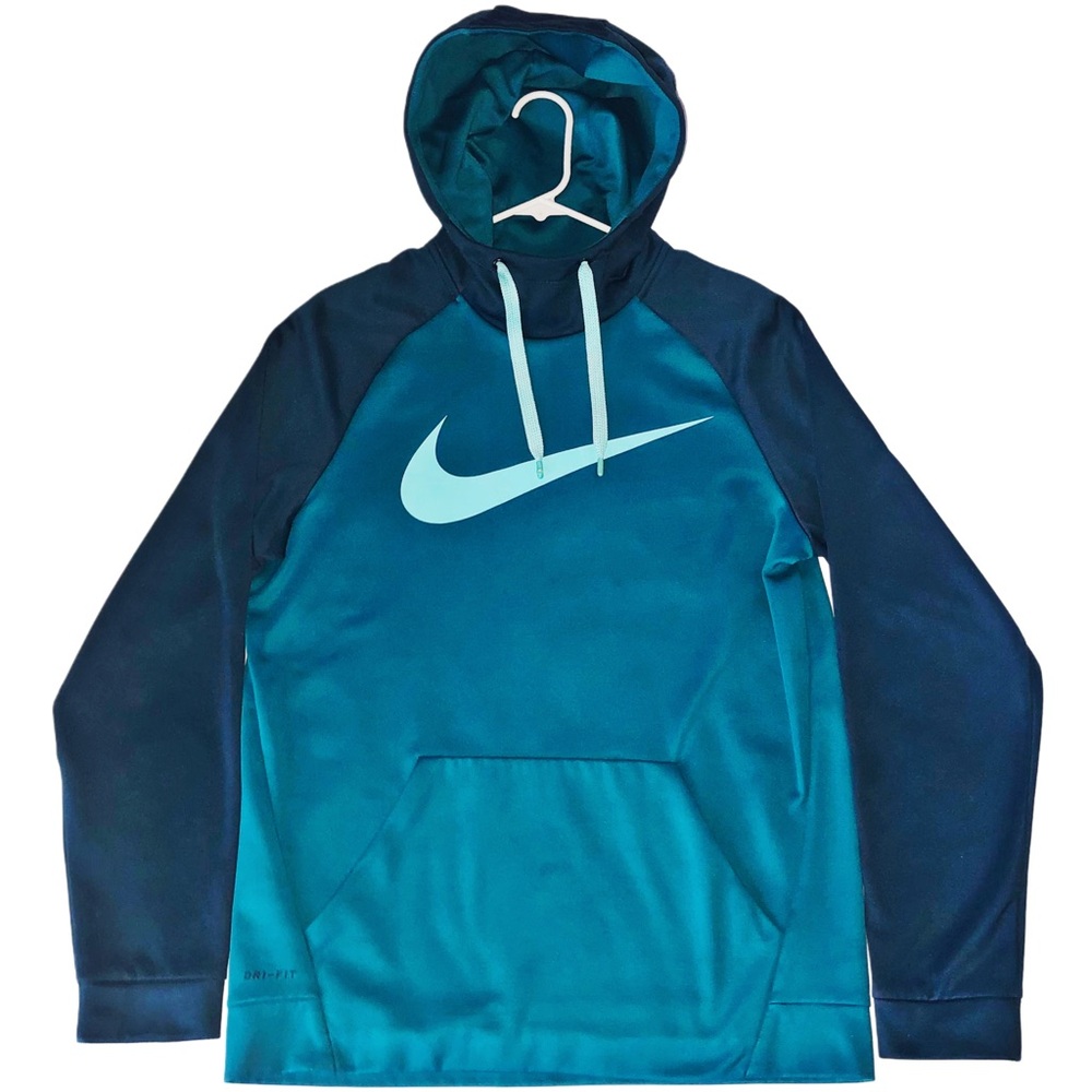 Nike Dri-Fit Unisex Pullover Hoodie Color-Block Blue/Turquoise Size M